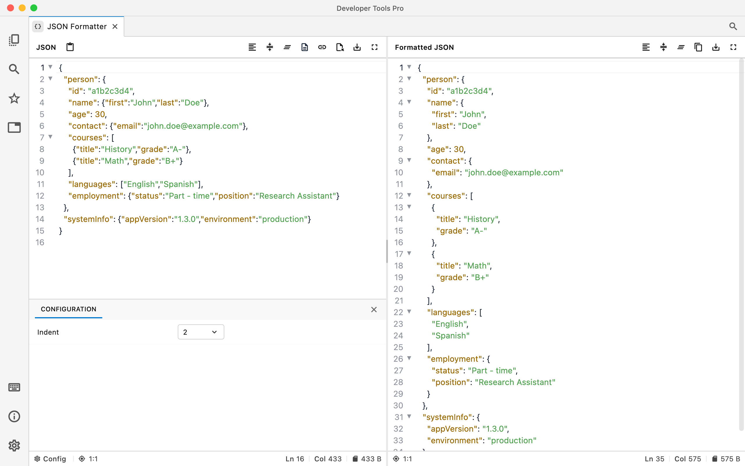 JSON Formatter in DevT Pro