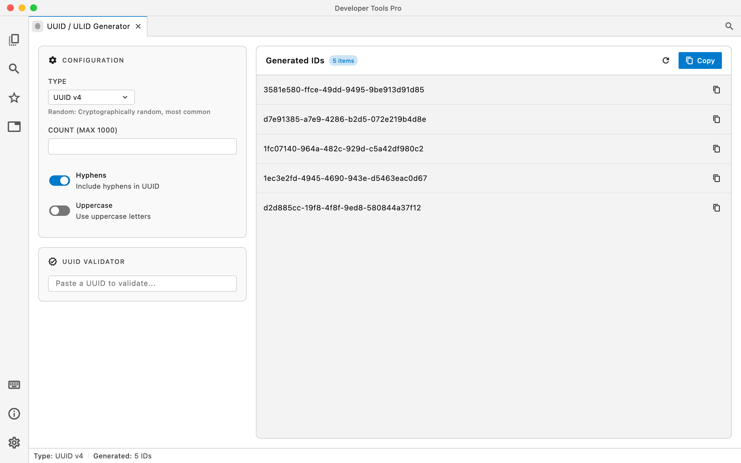 UUID / ULID Generator in DevT Pro